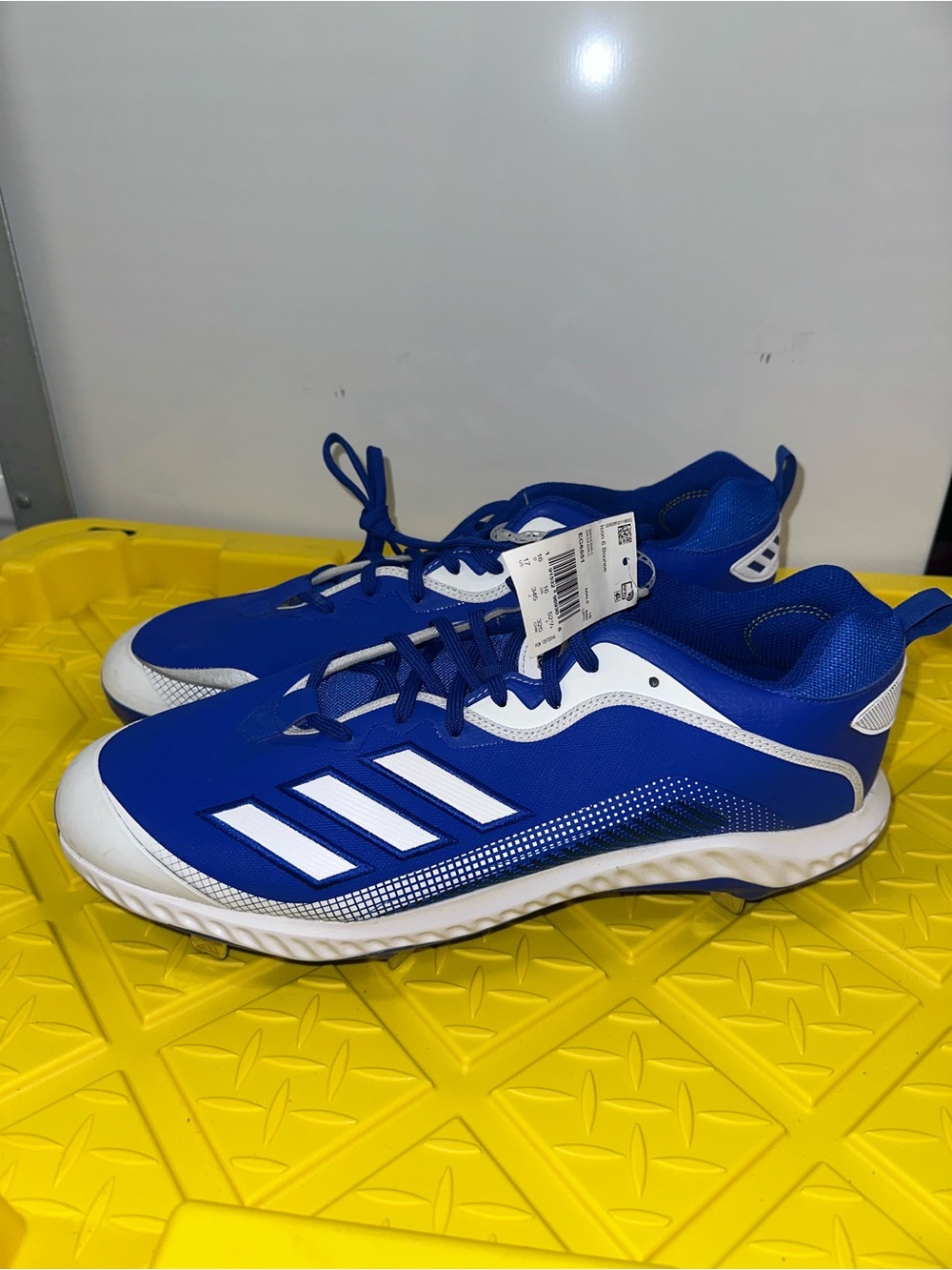 NEW!! Adidas Icon 6 Bounce Men's Metal Baseball Cleats - Blue/White - Size 17